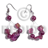 dangling floating lavender kabibe shell nuggets in