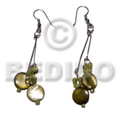 dangling laminated 10mm round olive green kabibe