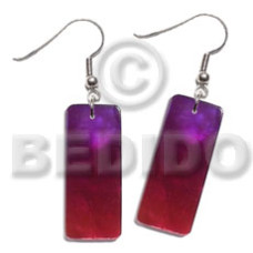 dangling 20mmx8mm rectangular two tone red purple combination