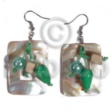 dangling 40mmx30mm rectangular kabibe shells with wood