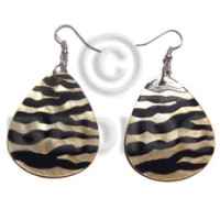 dangling 40mmx34mm teardrop mother of pearl shell (MOP) with animal print