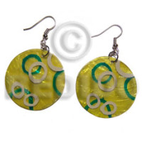 dangling 30mmx1335mm yellow capiz handpainted rings