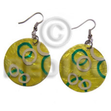 dangling 30mmx1335mm yellow capiz handpainted rings