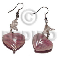 dangling 20mm rouunded back to back heart shell pink tones