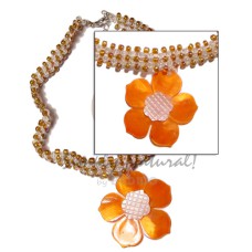 clear and brown glass beads flat choker