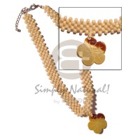 35mm mother of pearl shell (MOP) flower with skin on beige