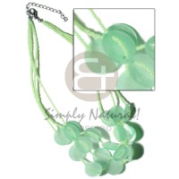 3 rows pastel green glass beads with