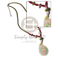 2 3mm olive green coco heishe with red