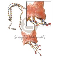 tassled orange 50mm butterfly hammershell pendant in