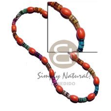 oval natural wood in orange with multicolored