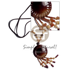 tassled round 55mm blacktab pendant on leather