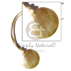 leather thong with 45mm mother of pearl shell (MOP) round with