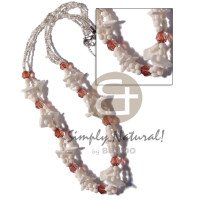 3 layers white beads and white rose