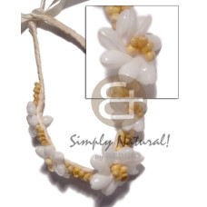 braided flat abaca choker with 5 pcs flower bubble shells and yel