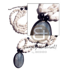 50mmx37mm oval kabibe shell in black resin backing on 34in. doub