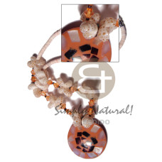 2 3mm pink luhuanus heishe with dotted moon shells orange acryli