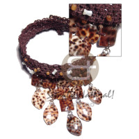 wired adjustable macrame choker with cleopatra cowrie shells