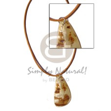 cord with teardrop 45mm mother of pearl shell (MOP) with golden