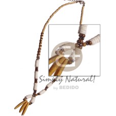 white clam with 2 3mm coco heishe natural