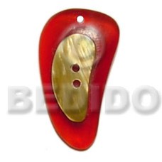 red horn button with mother of pearl shell (MOP) 25mm