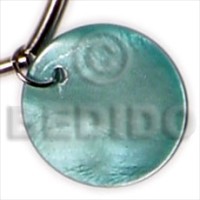 30mm round aqua blue hammershell pendant