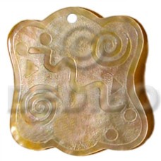 wavy 45mm square mother of pearl shell (MOP) with design
