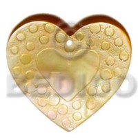 45mm heart mother of pearl shell (MOP) with droplets design