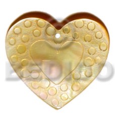 45mm heart mother of pearl shell (MOP) with droplets design