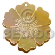 45mm mother of pearl shell (MOP) flower with design