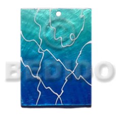35mmx30mm rectangular graduated blue painted capiz with