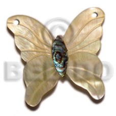 40mm butterfly mother of pearl shell (MOP) with paua abalone accent