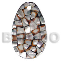 60mmx40mm teardrop laminated cowrie tiger shell chips