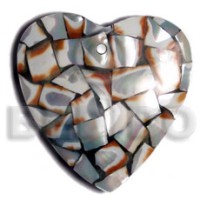 45mm heart laminated cowrie tiger shell chips