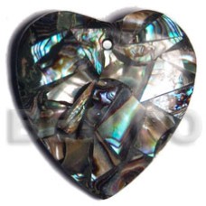 45mm heart laminated paua chips with resin