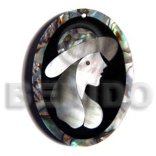50mmx38mm oval pendant elegant hat lady delicately etched in s