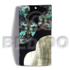 55mmx27mm laminated rectangular paua blacklip shell combination with 5m