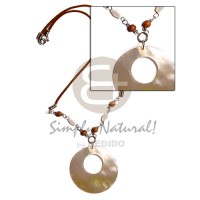 50mm round mother of pearl shell (MOP) in wax cord with