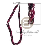 twisted 4 rows 2 3mm coco heishe wine red bleach