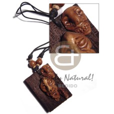 clay tribal mask on 60mmx40mm rectangular driftwood  adjustable