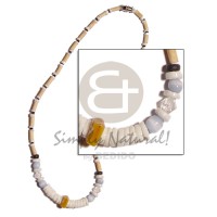 wood tube with white clam, cats eye,glassbeads