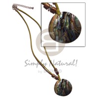 40mm round paua abalone in wax cord