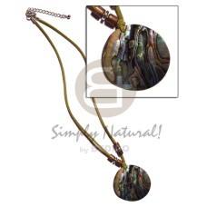 40mm round paua abalone in wax cord