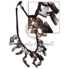 black macrame cleopatra with dangling blacklip chips