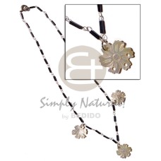 black cut glass beads in metal looping