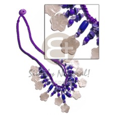 violet macrame with dangling 15mm natural flower
