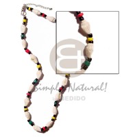 nassa white with 4 5mm red yellowith green coco