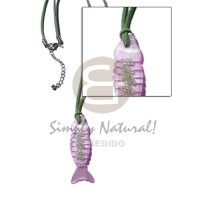 lilac fishbone hammershell with glass beads in