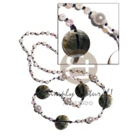 40 in. floating white rainbow sequins glass beads andpearl