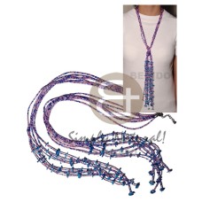 scarf necklace  7 rows pink purple cut