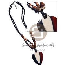 55mmx40mm bone and dark amber horn pendant